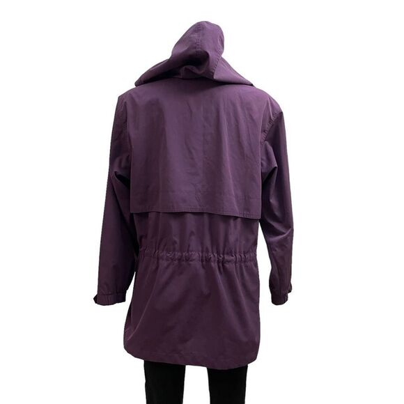 L.L BEAN Wmns VINTAGE PURPLE HOODED WATERPROOF RAIN/UTILITY JACKET SZ Med Petite - Picture 3 of 11
